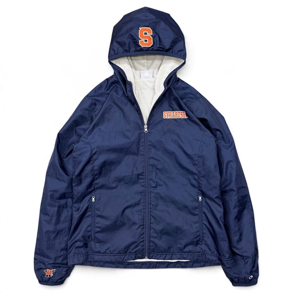 Vintage Champion Syracuse Orange Navy Fleece Lined Nylon Jacket Women’s XL Hood